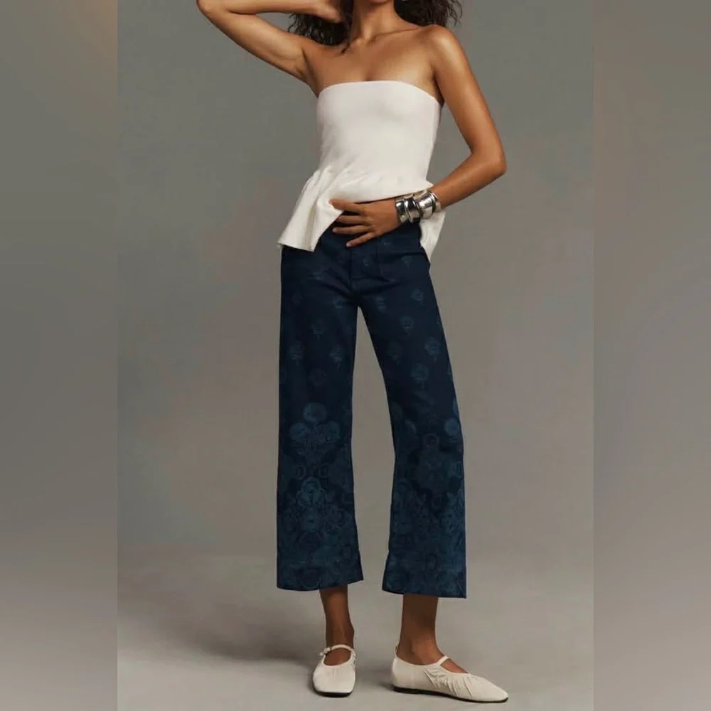 Anthropologie Maeve The Collette Cropped Wide Leg Jeans - Picture 1 of 8
